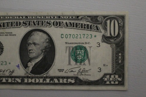 1974 $10 Federal Reserve Star Note AU / CU Philadelphia - Picture 2 of 6