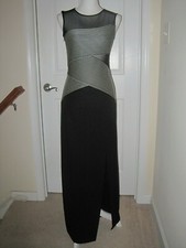 NWOT Every Beauty Diagonal Stripe Sleeveless Maxi Sheath Evening Dress, Black, S