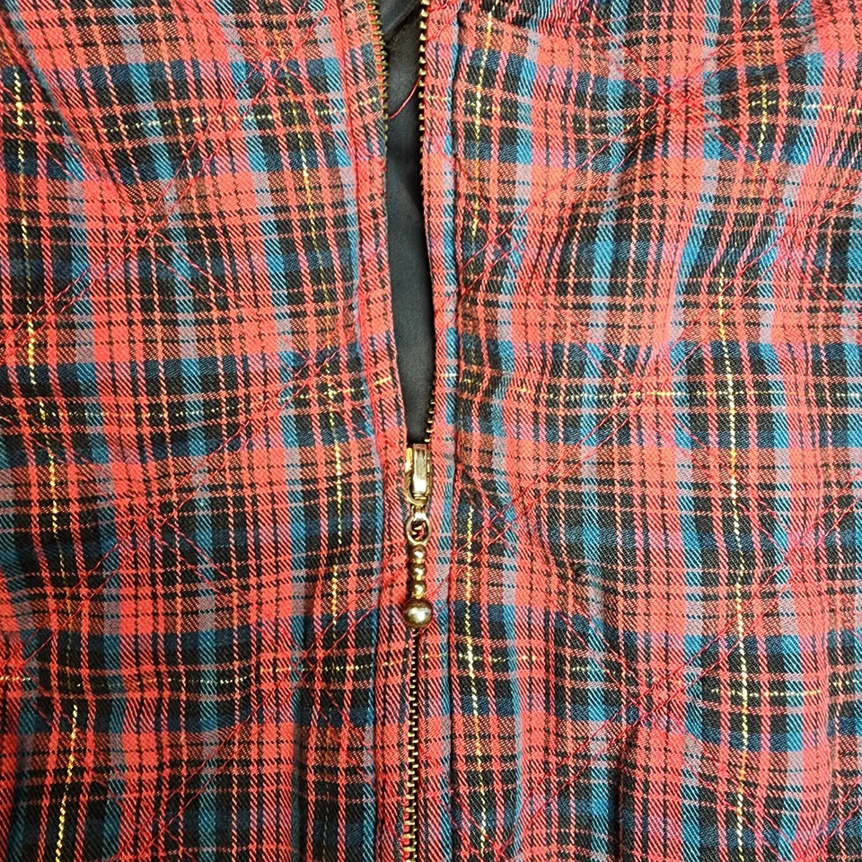 Vintage Line Up For Sports Bomber Jacket  Womens Size Medium Red Plaid Zipper - Image 3 of 4