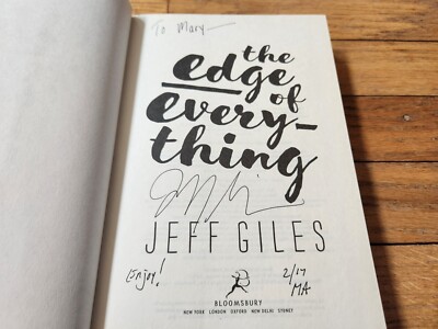 Jeff Giles SIGNED The Edge of Everything 2017 Hardcover COA