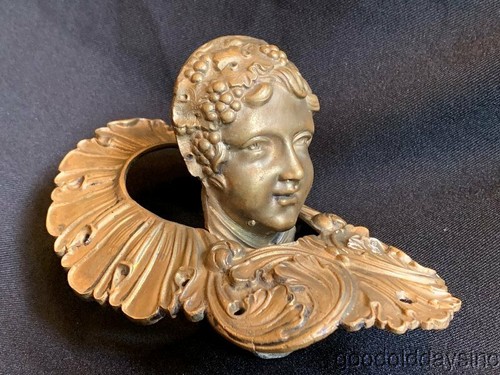 Antique Victoran Ornate Bronze / Brass Female Face Head Billiards Pocket 