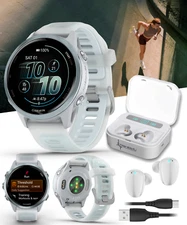 Garmin Forerunner 570 42mm Advanced GPS Running Smartwatch Blue w/ WHT EarBuds
