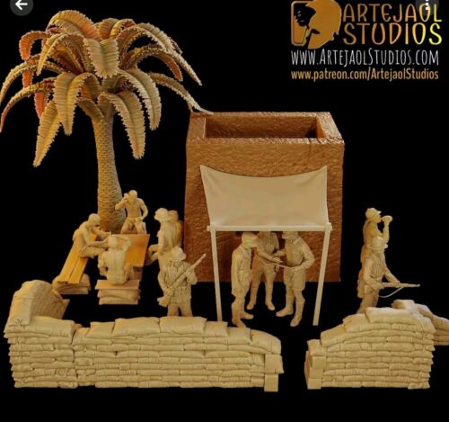 Ww2 German Rommel With Afrika Korps Diorama Full Set 1/35th Resin Printed