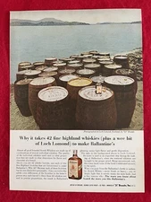 Vintage 1963 Ballentine’s Scotch Whiskey Print Ad Whiskey Barrels Ad Only