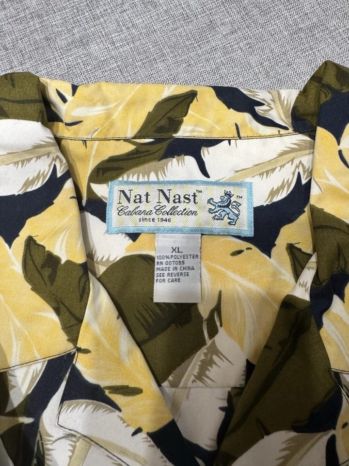 Nat Nast Cabana Collection Mens XL Shirt All Over Hawaiian Print Camp Tropical - Image 3 of 4