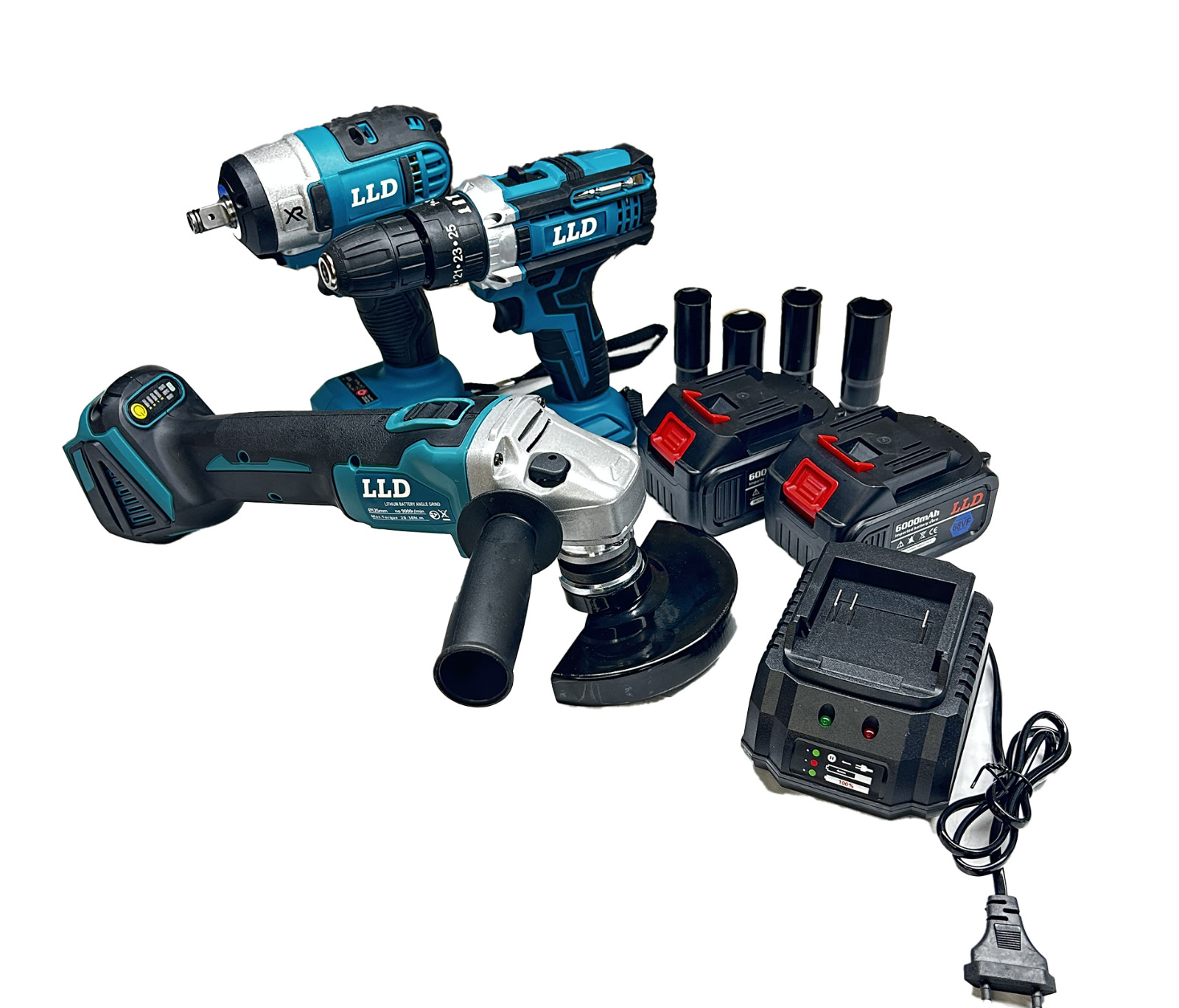 Kit 3 in 1 Trapano Avvitatore + Avvitatore a Impulsi + Smerigliatrice...