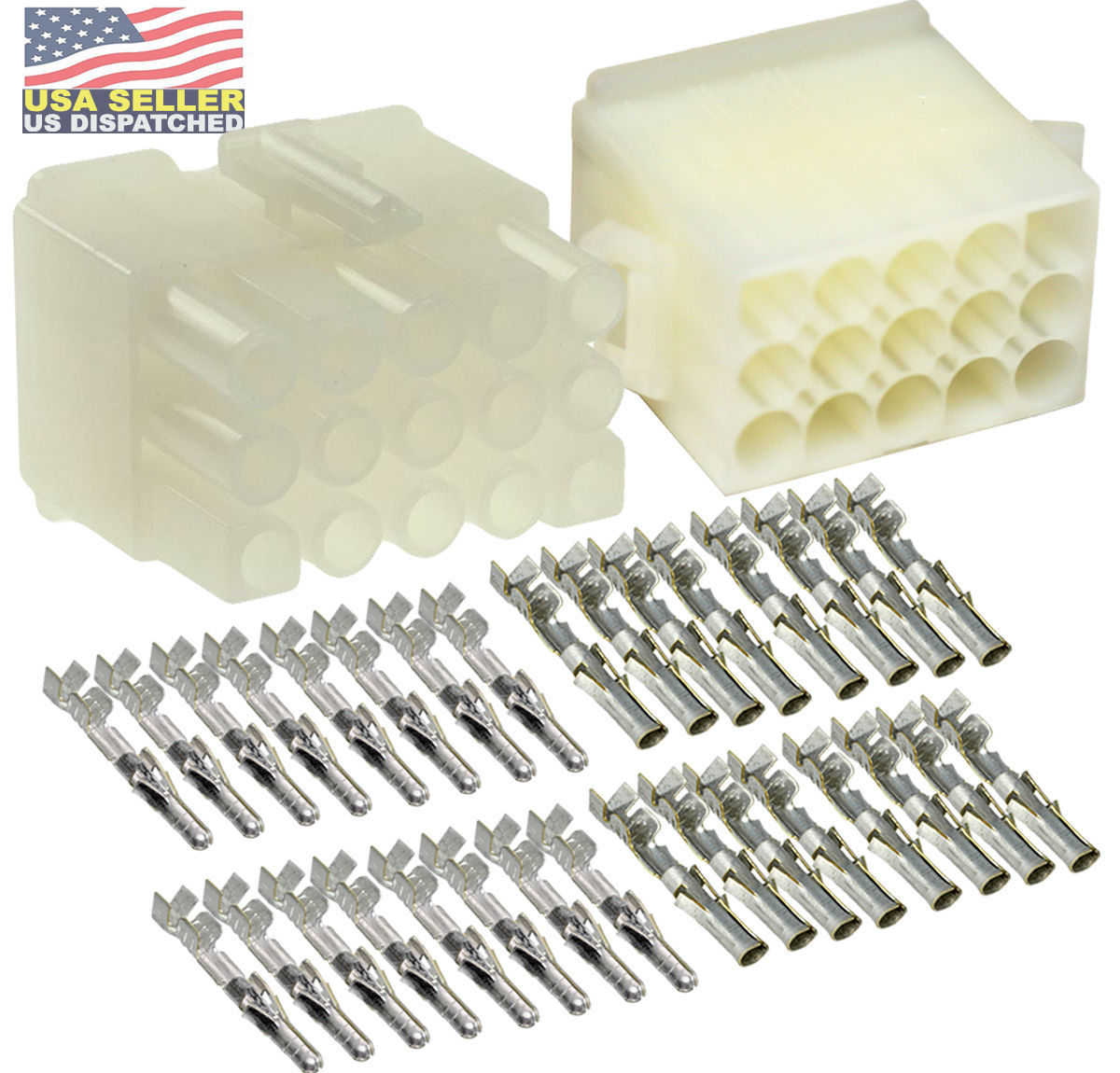 15 Pin Molex Connector, 1 Match Set, w/18-22 AWG .093
