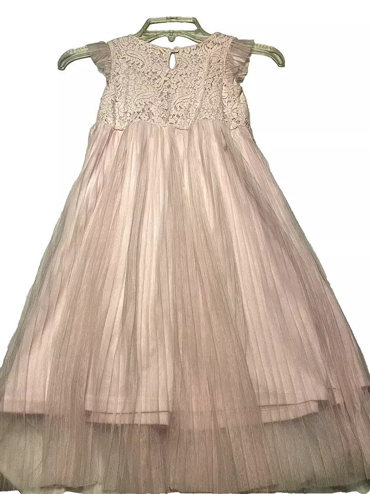 Vestido de fiesta Nannette niños rosa plisado en capas sin mangas talla 6 Foto 3 de 4