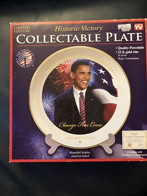 OBAMA VICTORY COMMEMORATIVE PLATE AMERICAN HISTORIC SOCIETY
