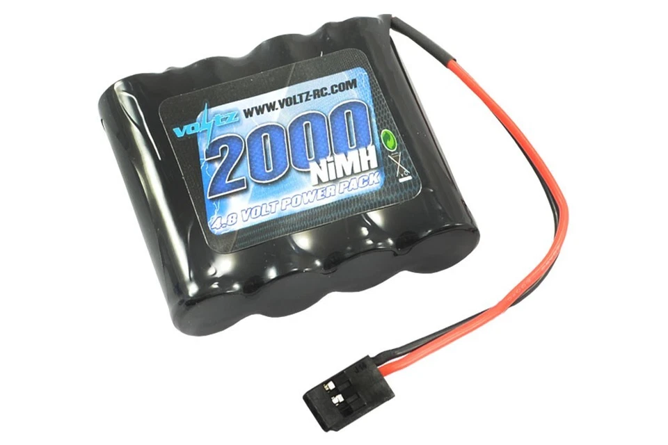 Voltz 2000mAh 4.8V NiMh Flat Receiver Battery Pack for RC Cars, Planes or Boats.