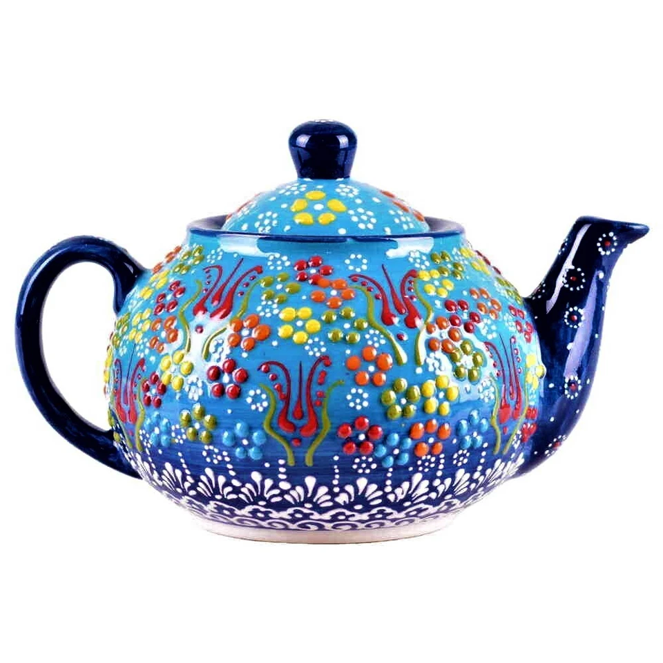 GRANDE / 4 Colores de Tetera de Cerámica Turca Hecha a Mano y Hecha con Arte, Regalo Foto 2 de 4