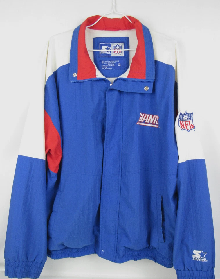 Jaqueta masculina vintage New York Giants XL azul NFL Starter Pro Line corta-vento - Imagem 2 de 4