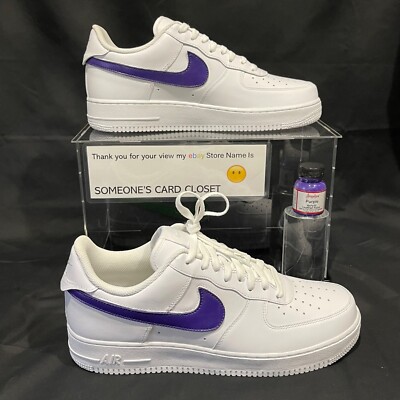 Nike Air Force 1 Low White (Purple Custom Painted Swoosh) SC-#61W