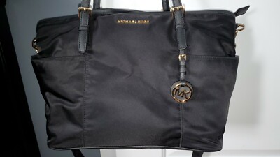 Immaculate Michael Kors Black Diaper Bag with Gold Buckles