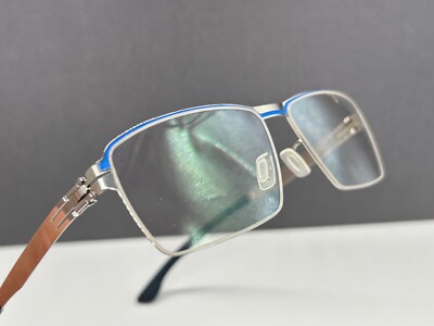 ic Berlin Brille Herren Damen silber blau chrome eckig Lars Decor NP499  leicht