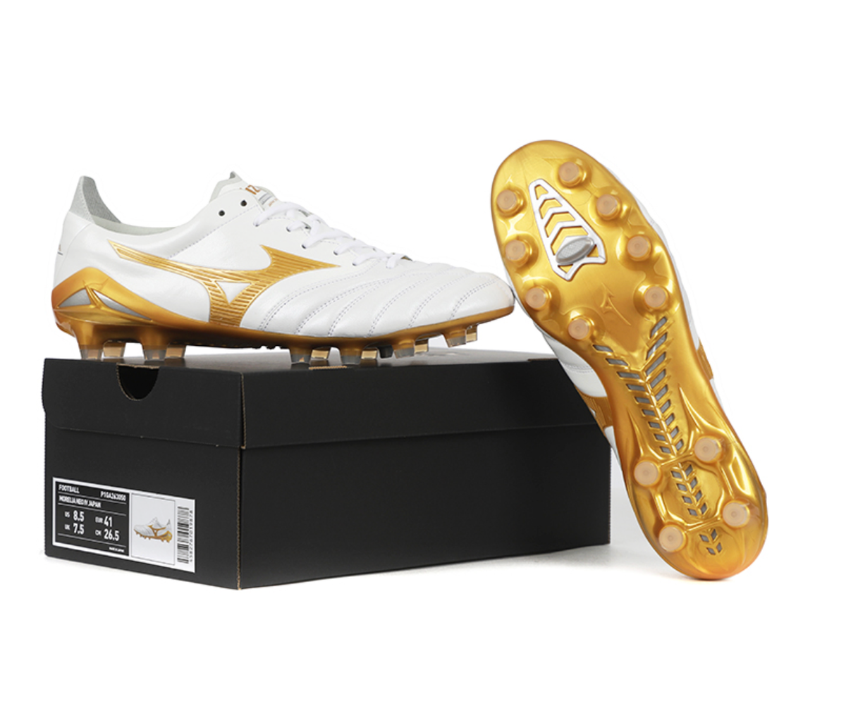 Mizuno Morelia Neo 4 JAPAN MD Mens Soccer Cleats White Gold