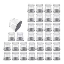 32-Pack Square Silicone  Felt Chair Leg Floor Protectors for Hardwood Floors, S