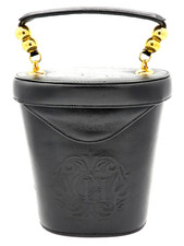 Carolina Herrera  Black Leather Top Handle Bag RARE