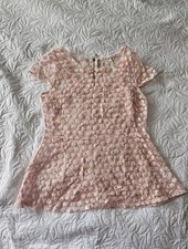 Women's Pastel Pink Blue Vanilla Emroidered Top Size M with Vest