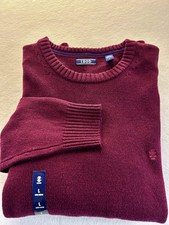 IZOD Maroon Red Crewneck Pullover Sweater Men's Size Large Cotton Blend NEW 