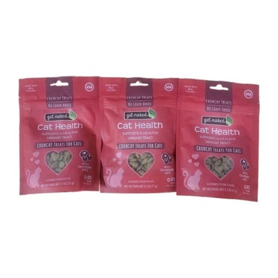 3-PACK Get Naked Urinary Health Crunchy Treats for Cats, Cranberries, 2.5 Oz