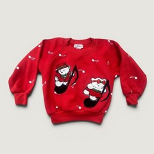 Santabear Sweatshirt Kids 4T Red Excellent Vintage Christmas Teddy Bear Music