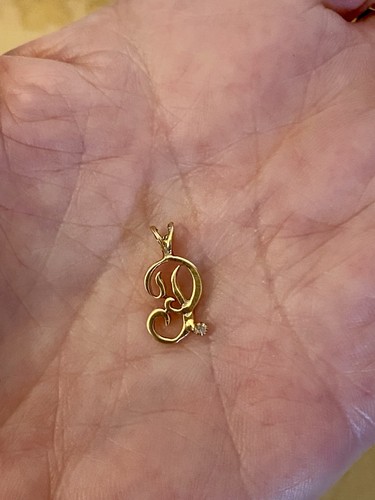 VTG ITALIAN 14K YELLOW GOLD DIAMOND SCRIPT LETTER INITIAL"P" PENDANT 60'S UNWORN - Picture 4 of 4