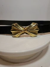 Vintage Douglass Paquette Belt Interlocking Seashells 2-Piece Clasp Gold Tone