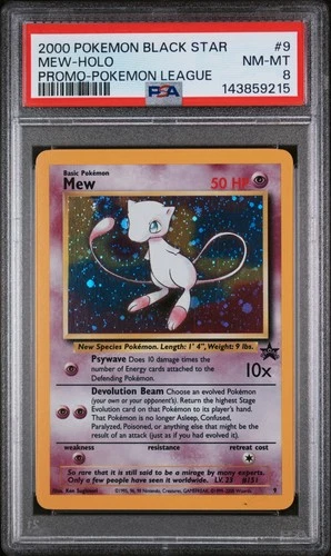2000 POKEMON PROMO BLACK STAR POKEMON LEAGUE #9 MEW-HOLO PSA 8