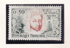 🦬Timbre France N°1344 - Luxe ** - Blaise Pascal -  MNH** - 1962🦬