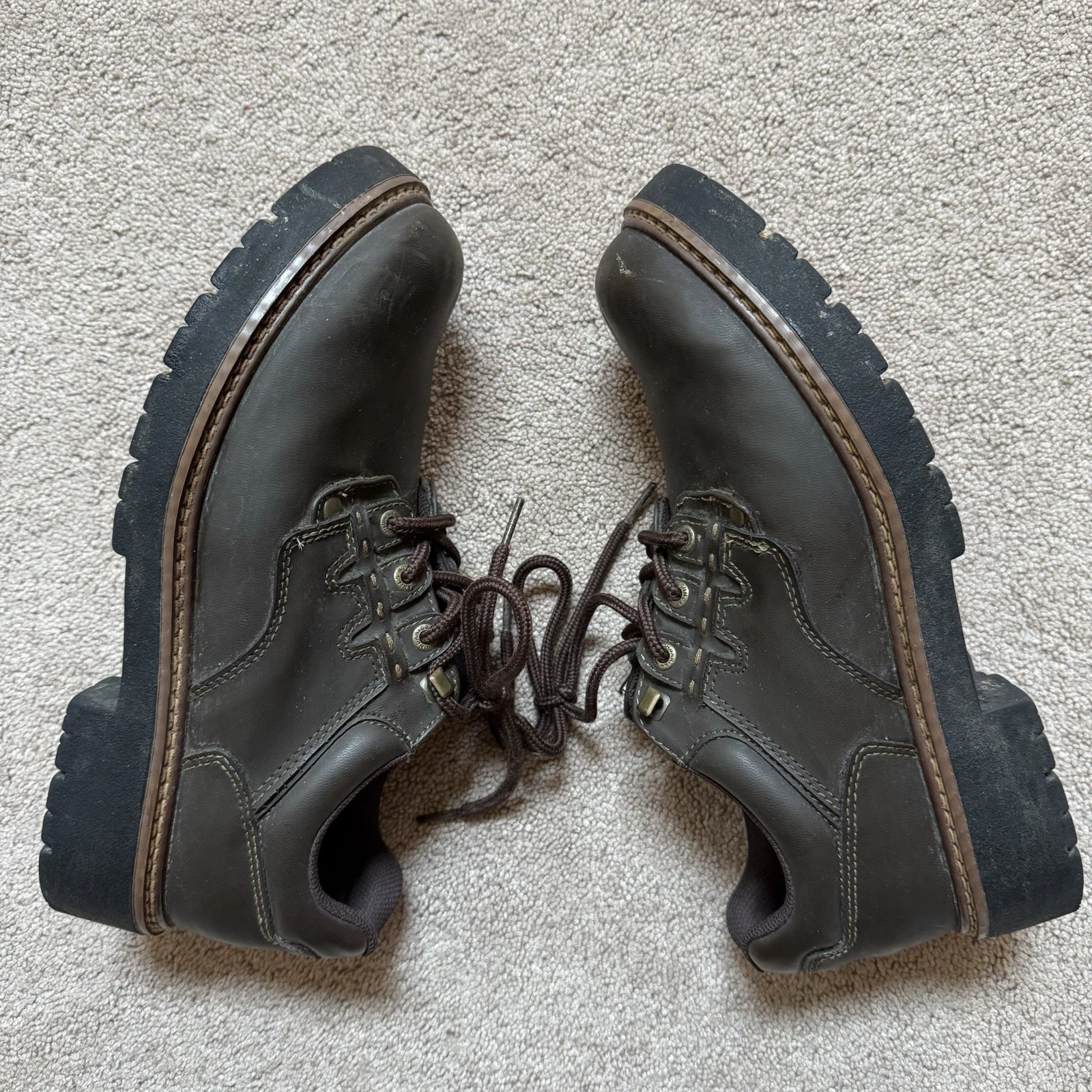 Mens Size 10 Utility Boot Brown Leather Chunky Low Y2K Work Shoes