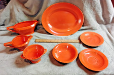 Harlequin Orange 7 pcs Gravy, cream and sugar, platter no reserve