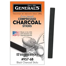 General's Compressed Charcoal 12-Count 6B Set