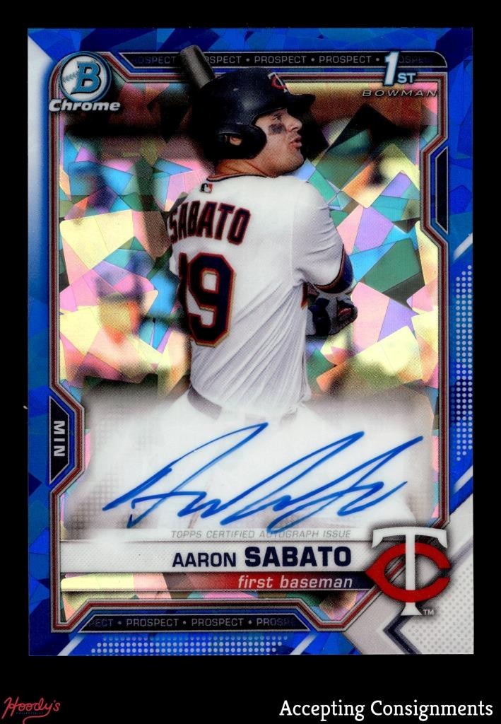 2021 Bowman Chrome Sapphire Prospect Autographs Aaron Sabato 1st ROOKIE AUTO