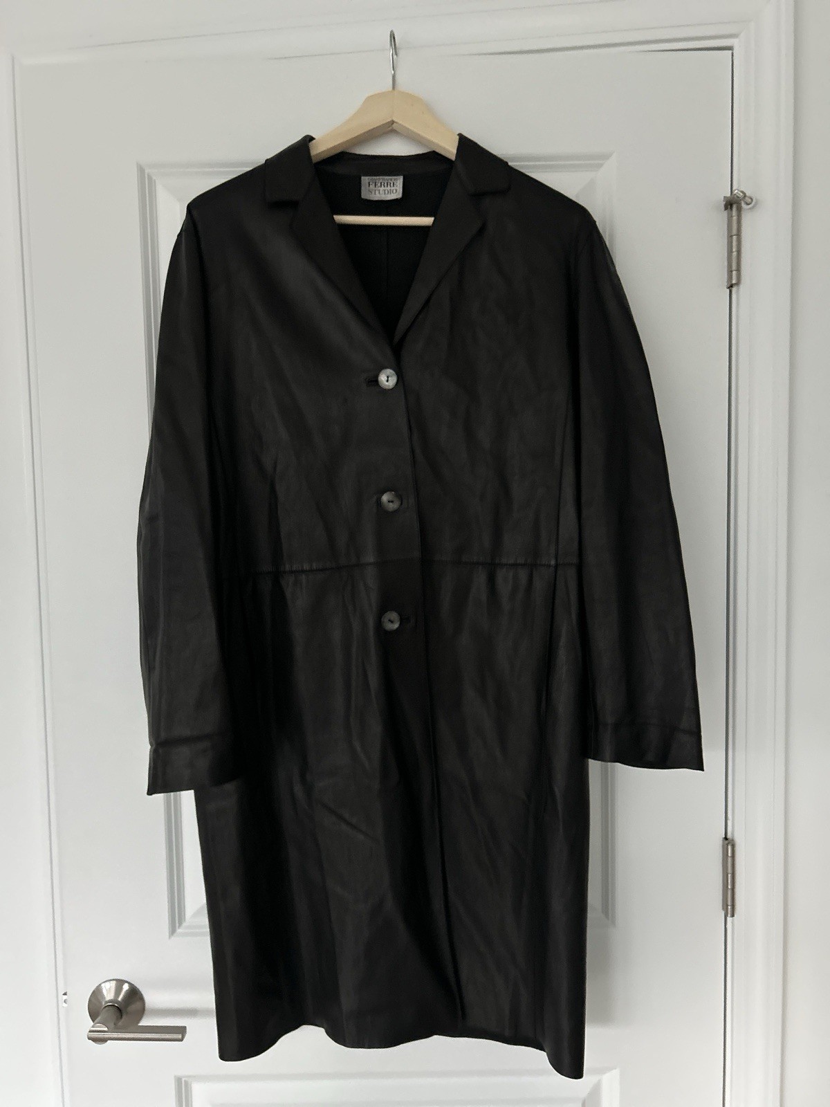 VINTAGE GIANFRANCO FERRE BLACK SHEEP LEATHER TRENCH - Gem
