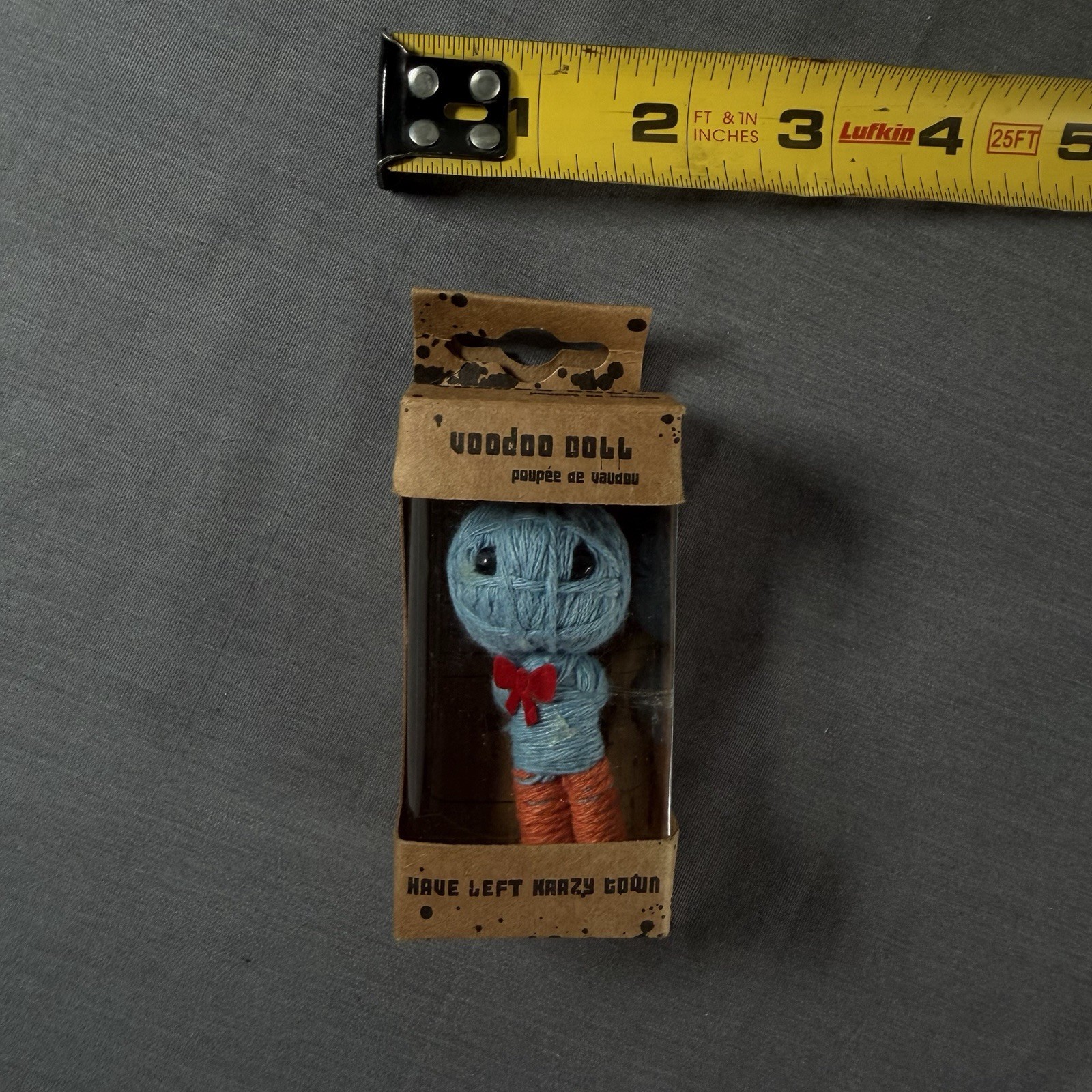 Voodoo Doll Blue Yarn Figure Boxed Original Unopened “Have Left Crazy Behind”