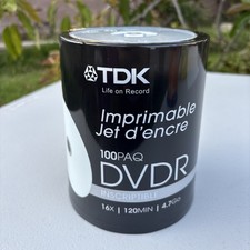 100 Pack Spindle TDK DVD-R 4.7 GB 16x Recordable Blank Discs NEW