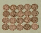 Lot of 20 Mercury Winged Liberty Head 90% Silver Dimes All Dates 1918 - 1945