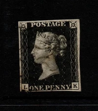 Great Britain SC# 1 Plate 7 / Light Black Maltese - S41910