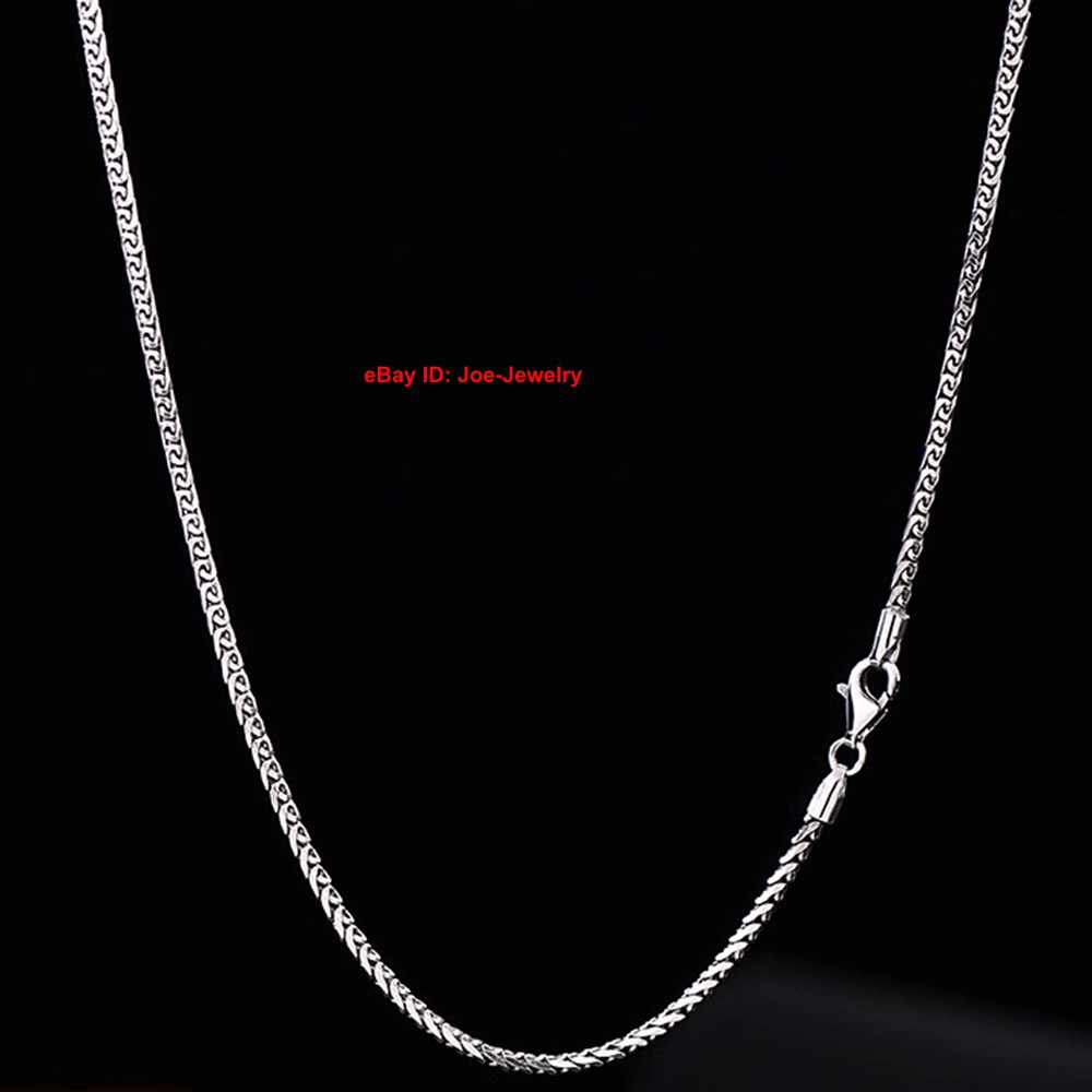 Pure 925 Sterling Silver Necklace 2.5mm Snake Link Chain Women Men