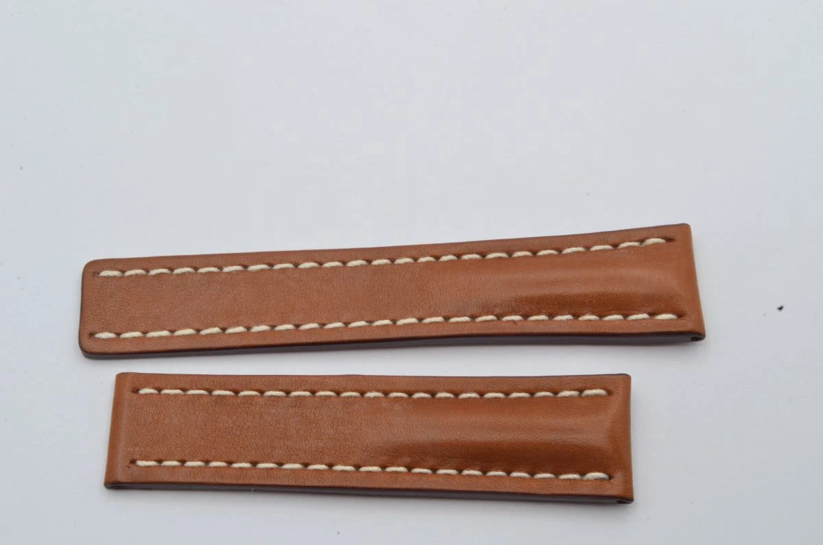 Bracelet De Montre Cuir Compatible Breitling Fermoir Papillon Noir - Taille 22/20 Mm - Neuf Sans étiquette