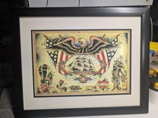 Sailor Jerry Vintage Style BROOKLYN JOE 1920 Tattoo flash 16x20 Pro Done FRAME