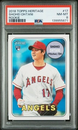 2018 Topps Heritage Shohei Ohtani RC Rookie Rare SSP Photo Variation #17 PSA 8