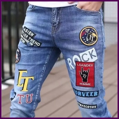 Nuevos jeans ajustados de estilo urbano de los 90, ropa de diseñador gráfica aju