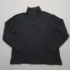 Polo Ralph Lauren Sweater Men Large Gray Estate Rib 1/4 Quarter Zip Pullover