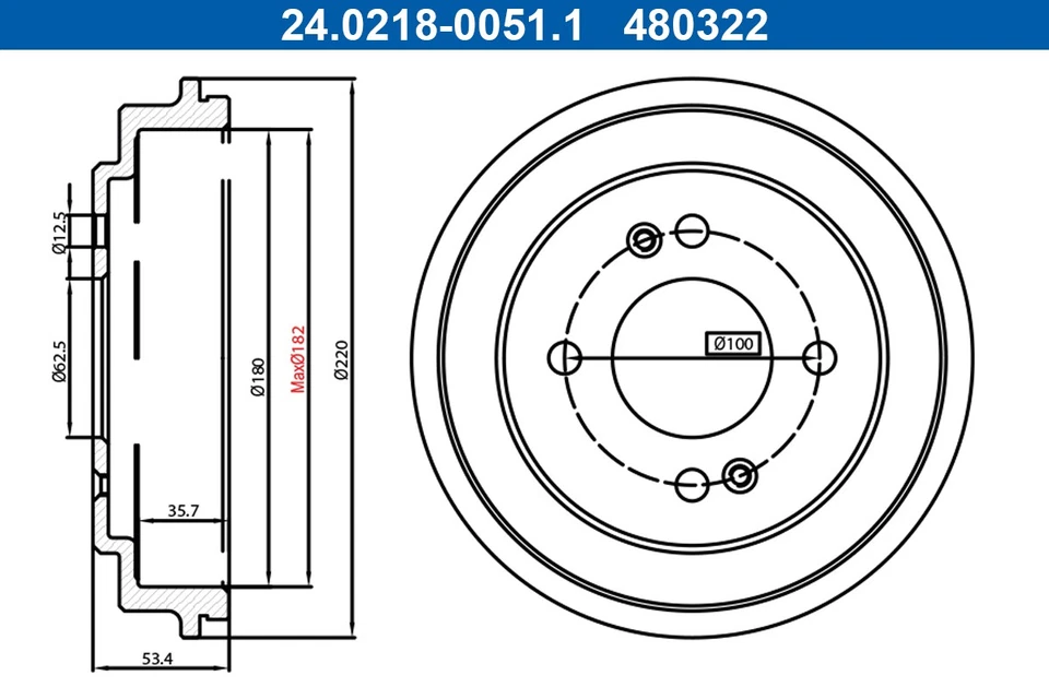 2x BRAKE DRUM 24.0218-0051.1 FOR KIA G3LA/B3LA 1.0L 3cyl PICANTO IIG4LA 1.2L - Image 2 of 4