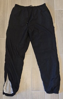 Reebok Pants Mens XL Black Tonal Nylon Ankle Zip Vintage Windbreaker