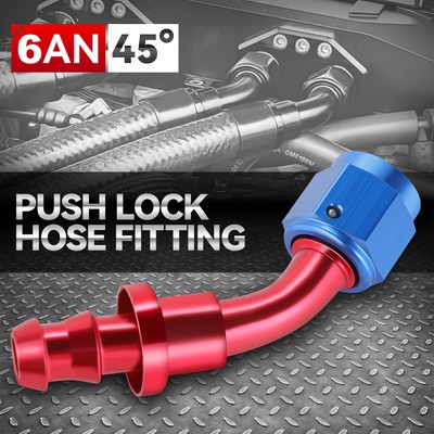 -6AN AN6 6-AN 45 DEGREE SWIVEL OIL/FUEL/GAS LINE HOSE END PUSH-ON MALE FITTING