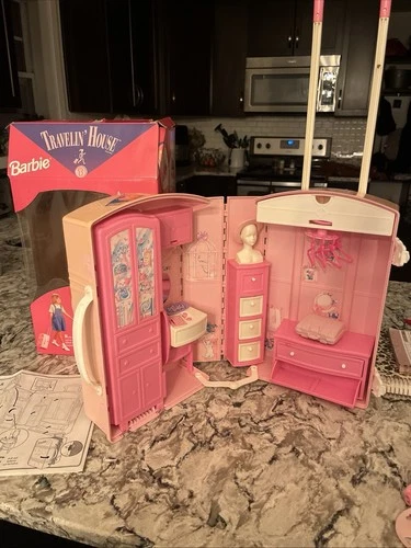 Vintage 1997 Barbie Travel House Suitcase Playset Retro Toy