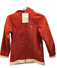 Bronte Jacket Excel Red Ladies Zip Fleece Lined with Hood & Tags 36" uk 10 new